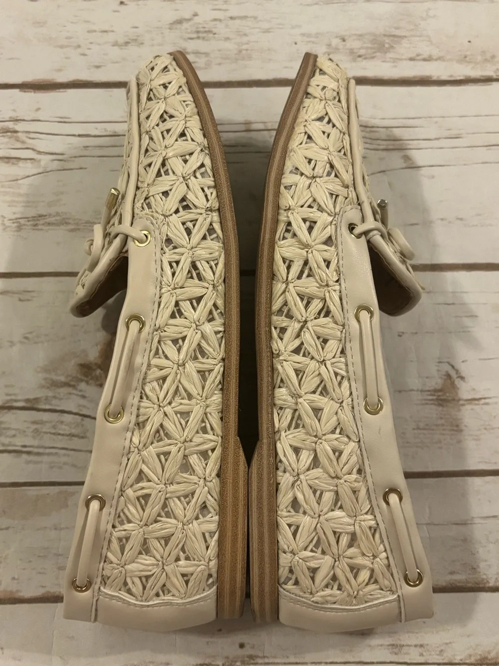 Dolce Vita Modern Loafers Ivory Raffia Size 9.5